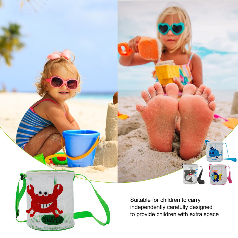 1 قطعة عالية الجودة الاطفال الطفل الرمال كيس شبكي للشاطئ حمل الحقيبة التخزين المنظم جمع سلال حقيبة التخزين للأطفال ألعاب للشاطئ