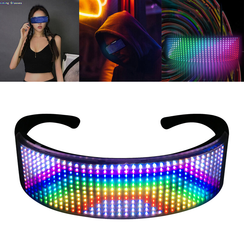 DJ أكواب LED ملهى ليلي الطرف متوهجة APP التحكم نظارات العين الإبداعية