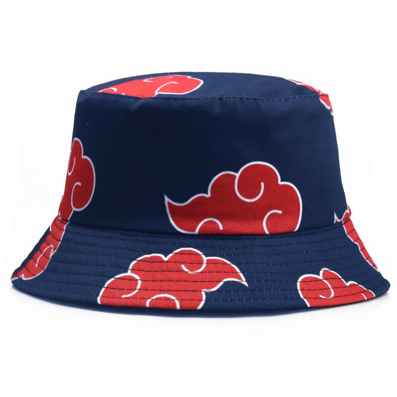 أنيمي النينجا قبعة في الهواء الطلق واقية من الشمس تأثيري Akatsuki رمز مطبوعة الأحمر الغيوم صياد قبعة حوض قبعة ساندي شاطئ هدية الدعامة