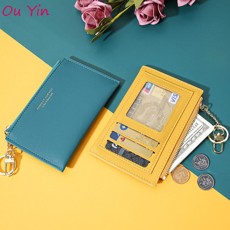 12 ألوان جديدة السيدات متعددة الوظائف محفظة حمل بطاقات الكورية مفتاح سلسلة سستة محفظة حمل بطاقات صغيرة محفظة نسائية للعملات المعدنية