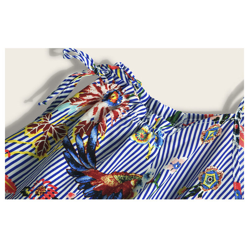 ملابس علوية نسائية وبلوزات مقاس كبير 2021 قميص محبوك بأكمام طويلة مكشوف الكتف مخطط حمالات زهور مطبوعة تسوق