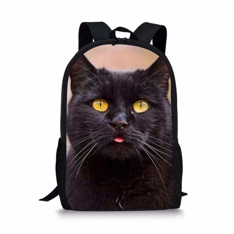 الحقائب المدرسية للأطفال القطط السوداء نمط ثلاثية الأبعاد سعة كبيرة طالب الابتدائية Bookbags العودة إلى المدرسة Satchecl الحقائب المدرسية