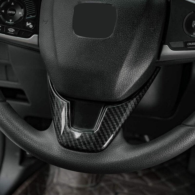ل 10Th الجنرال سيفيك ABS ألياف الكربون نمط غطاء عجلة القيادة ملصق الكسوة لهوندا سيفيك الزخارف 2016-2020