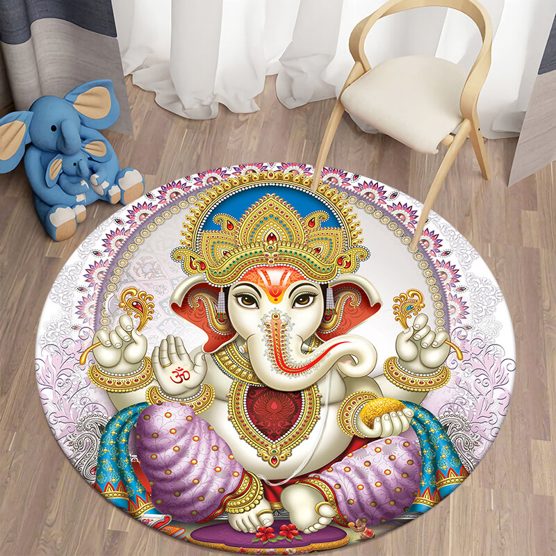 Ganesha السجاد المستديرة لغرفة المعيشة غرفة نوم منطقة البساط لينة الفانيلا حصيرة البوهيمي غرفة السجاد Tapis ديكور المنزل