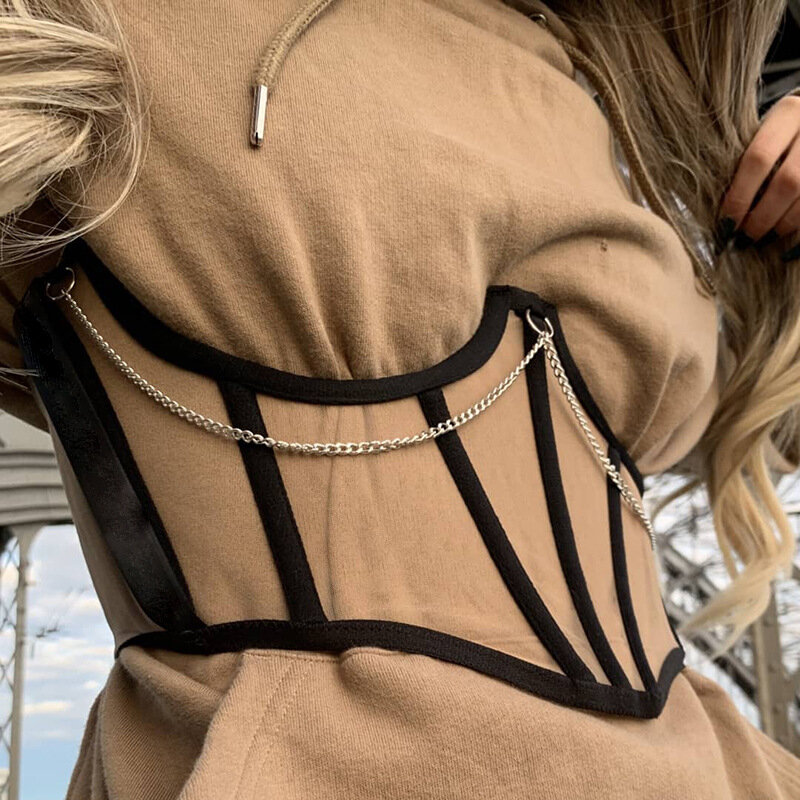 ملابس داخلية مثيرة للسيدات موضة عام 2021 مع حزام للتشكيل على شكل منحنى مشد لتنحيف الخصر وأحزمة مشد عريضة y2k إكسسوارات فستان Goth