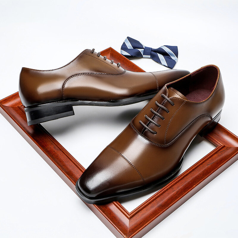 أكسفورد العريس فستان رسمي مكتب أفضل حذاء رجالي جلد طبيعي أسود الأصلي أحذية مصممين الأعمال عادية #5