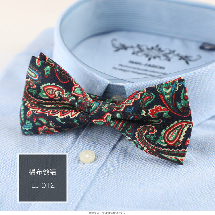 Linbaiway-ربطة عنق بيزلي للرجال والنساء ، مصنوعة يدويًا ، مطبوعة بالزهور ، قميص قطني ، ربطة عنق نسائية