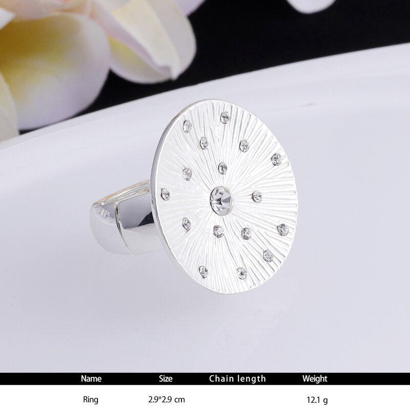 MeiceM 2021 تصميم جديد الأبيض المينا الأرض خواتم للنساء العصرية سبائك معدنية هندسية الزركون مجوهرات خاتم الإناث هدية عيد ميلاد