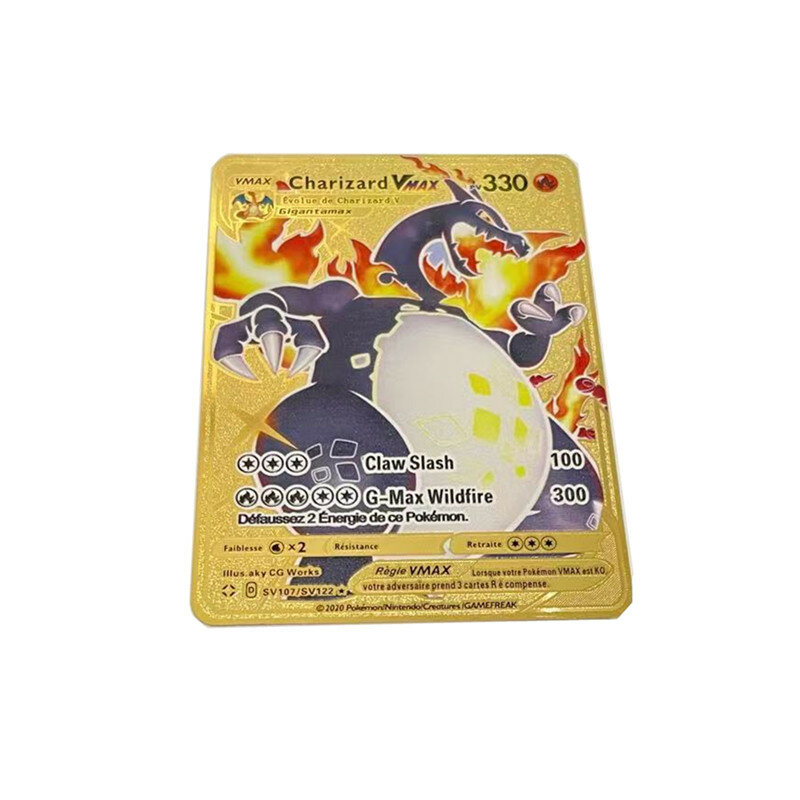 10 أنماط نسخة فرنسية جديدة من بطاقة البوكيمون ، بطاقة VMAX معدنية ذهبية من Charizard Pikachu ، بطاقة معركة Carte التداول ، مجموعة ألعاب ، بطاقة لعبة