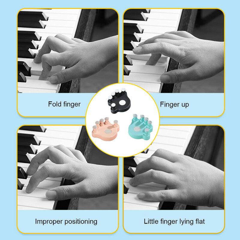 1 زوج من البيانو مصحح تدريب الأصابع مع 5 مفاتيح دائرية للقبضة ، أجزاء أداة وترية ، مقابض أصابع التمرين