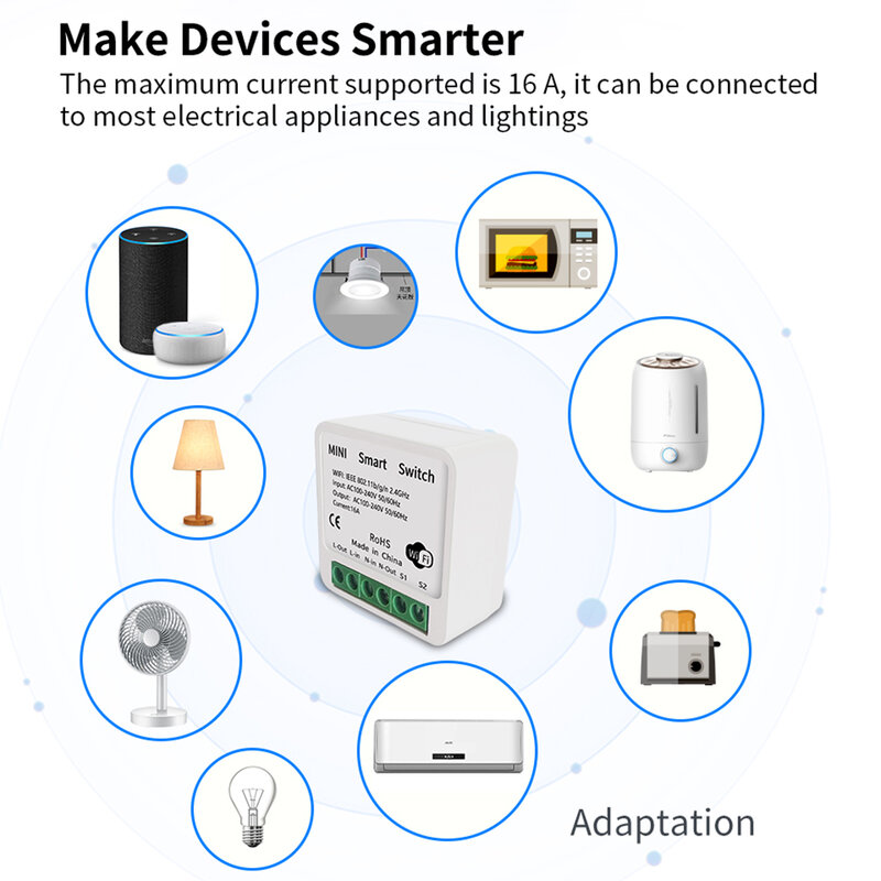 Mini 16A Mini Smart Wifi لتقوم بها بنفسك التبديل وحدة أتمتة المنزل الذكي يعمل مع أليكسا جوجل المنزل الحياة الذكية التحكم عن بعد صوت #5