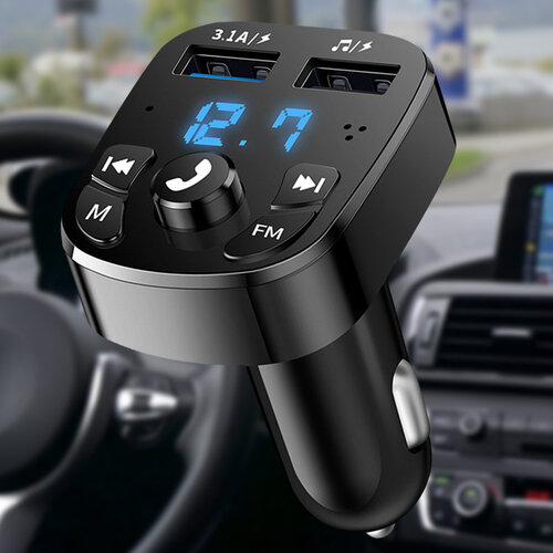 2023 إصدار متوافق مع بلوتوث 5.0 جهاز إرسال FM طقم مشغل سيارة بطاقة شاحن سيارة سريع مع QC3.0 ثنائي USB الفولتميتر و AUX #2