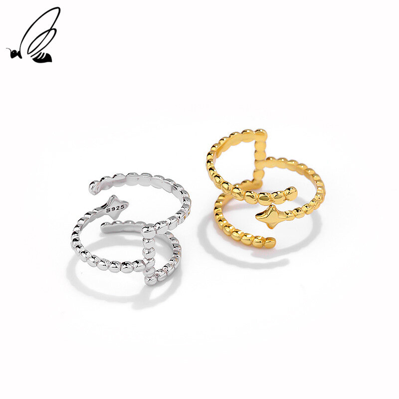S'STEEL فضة 925 افتتاح خاتم قابل للتعديل تصميم شخصية جوفاء للنساء غير النظامية الزفاف 2021 تريند مجوهرات