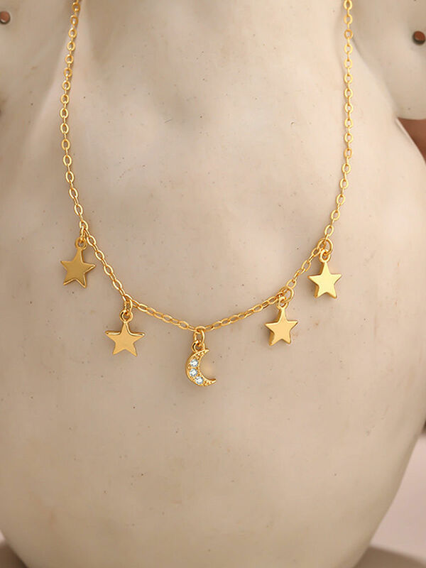 S'STEEL فضة 925 قلادة المعلقات هدية للمرأة العصرية شخصية فاخرة ستار القمر الإكسسوارات والمجوهرات
