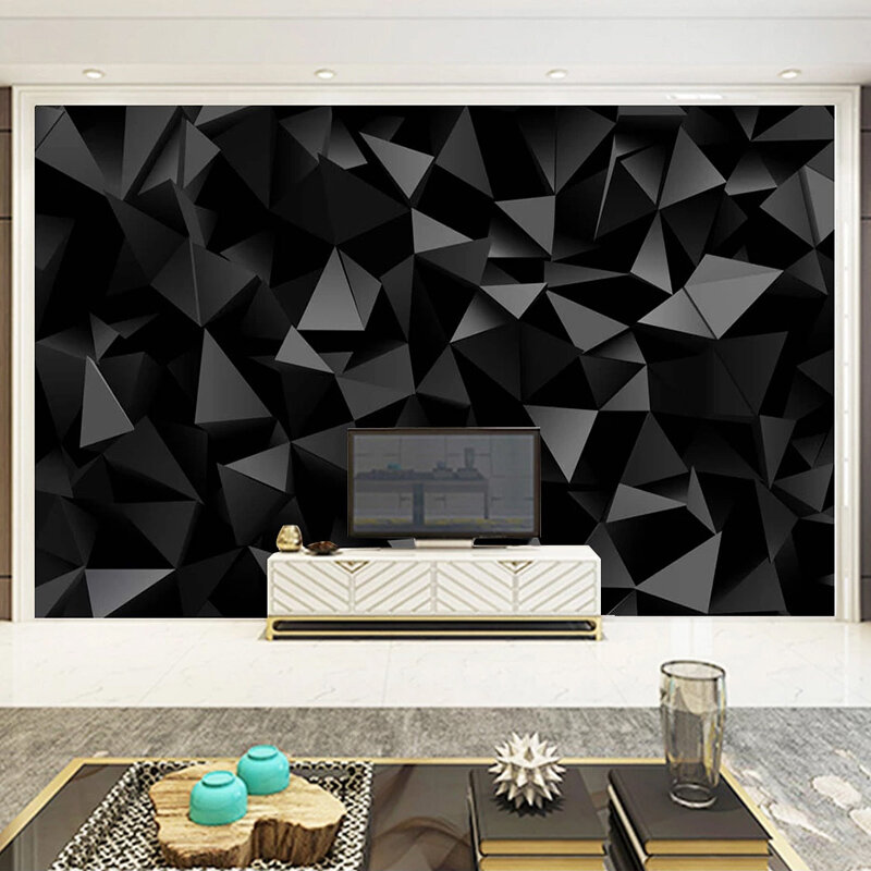 خلفية بانورامية ثلاثية الأبعاد بنمط هندسي ورق حائط مخصص للجدار خلف التلفزيون غرفة المعيشة ديكور المنزل arabshoppy