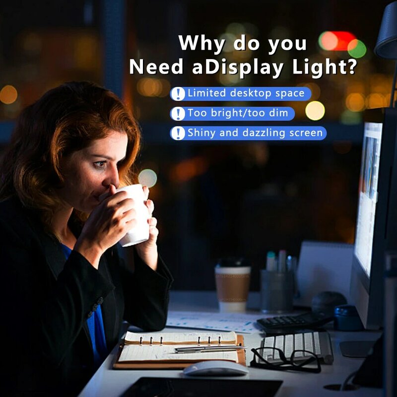 LED لمبة مكتب ستبليس عكس الضوء جهاز كمبيوتر شخصي العين الرعاية USB الجدول مصباح مكتب العمل القراءة ضوء شاشة مراقبة معلقة ضوء