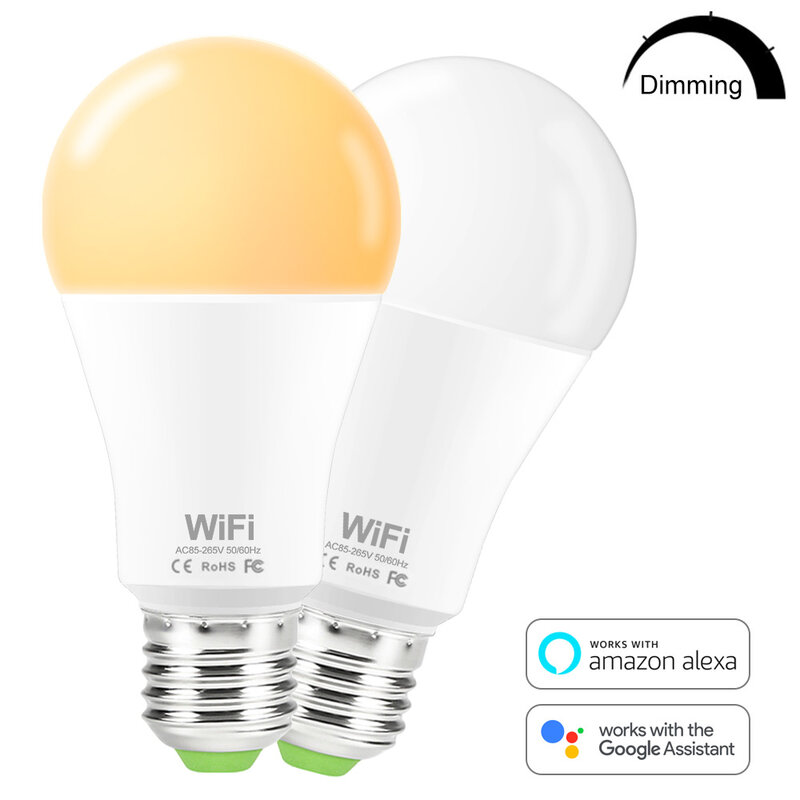لمبة ذكية WiFi B22 E27 ، مصباح LED 85-265 فولت مع تطبيق منزلي ذكي ، جهاز تحكم عن بعد لاسلكي ، مؤقت ، مع مساعد Google Alexa