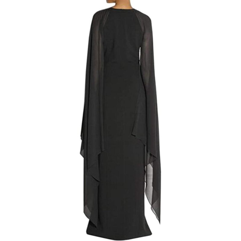 للمرأة أنيق فتحة عالية الأكمام طول الكاحل فستان سهرة رسمي حفلة كم مضيئة مع قبعة