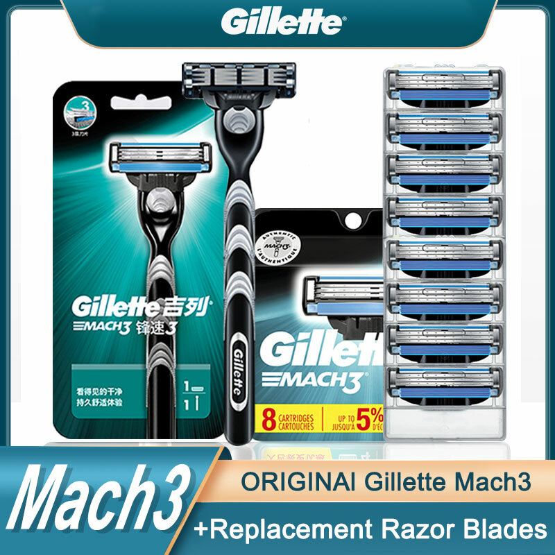 Gillette Mach 3 الرجال ماكينة حلاقة يدوية شفرات حلاقة الكاسيت آلة للحلاقة سلامة مستقيم الحلاقة مع استبدال شفرات