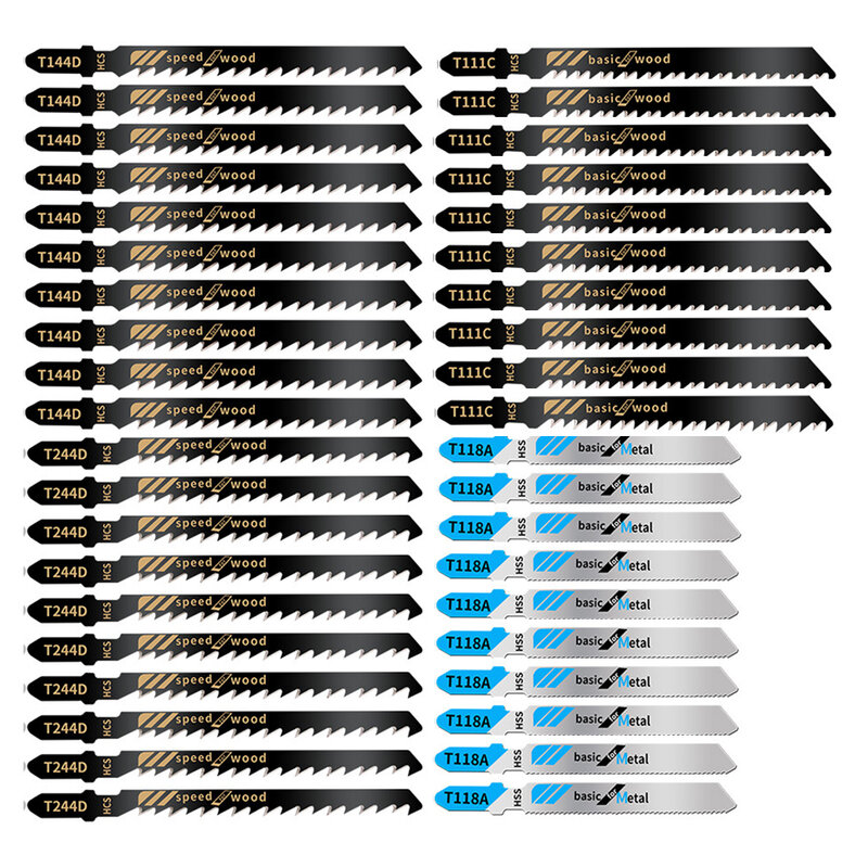 40 قطعة الرقصة المنشار بليد مجموعة المعادن الخشب متنوعة شفرات منشار النجارة شفرة T144D/T244D/T118A/T111C أدوات القطع