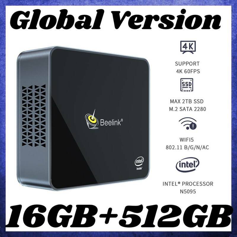 Beelink U59 ويندوز 10 جهاز كمبيوتر صغير إنتل المعالج N5095 16GB DDR4 512GB SSD ثنائي الشاشة RJ45 LAN BT4.0 USB3.0 Mini Computador Gamer