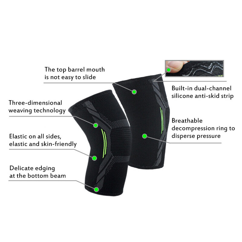 Pressurized Nylon Elastic Knee Pads Men Women Sports Fitness Running Cycling Knee Support Braces For Basketball Volleyball #4