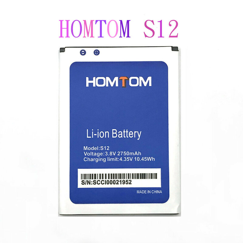 100% جديد HOMTOM S12 بطارية 2750mAh الأصلي ل HOMTOM S12 هاتف ذكي Bateria Batterie batinij في الأوراق المالية