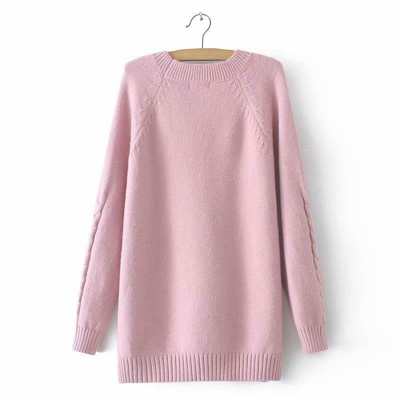 2021 Autumn Winter Sweater Women Clothes Plus Size&Curve Jumper Casual Twist O-Neck Simple Female Knitted Pullovers