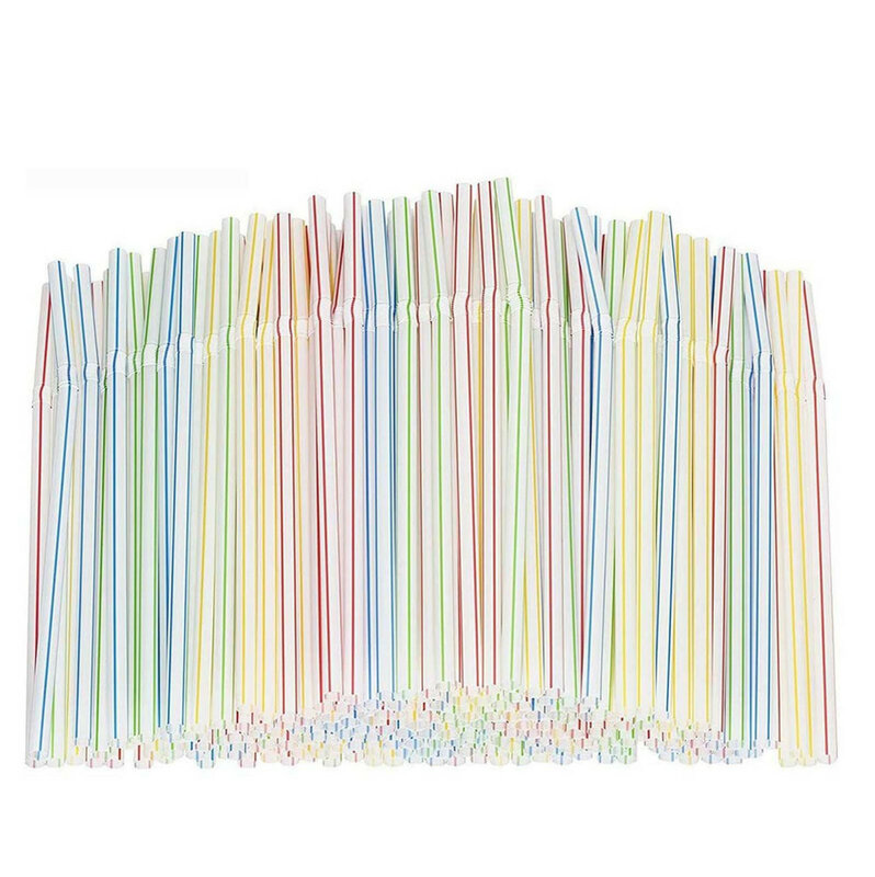 300 قطعة القابل للتصرف القش مرنة البلاستيك القش مخطط متعدد الألوان قوس قزح شفاطات للشرب الأطراف بار المشروبات محلات الإكسسوارات