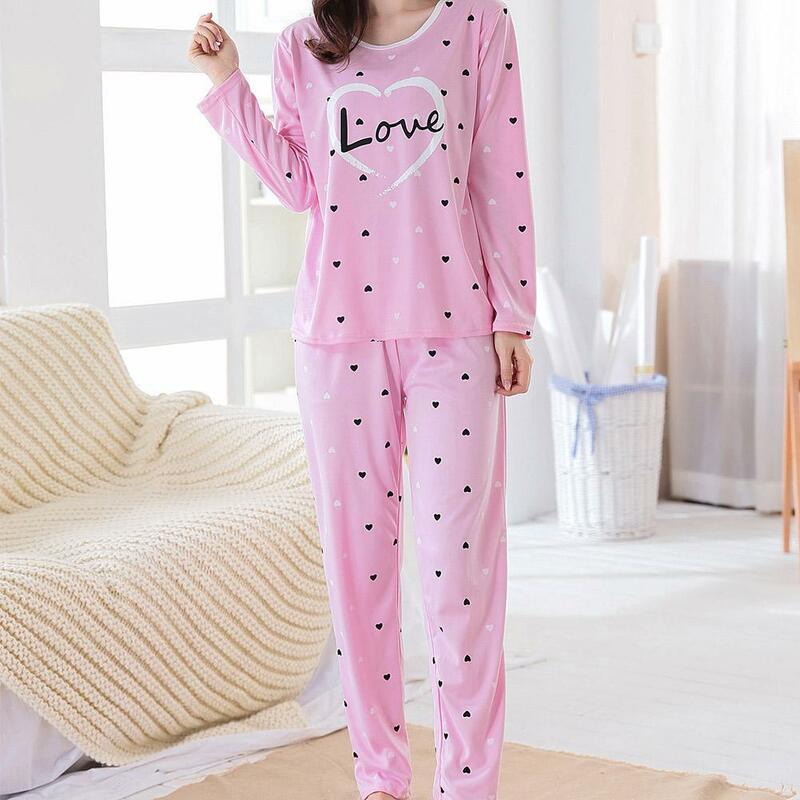 ملابس نوم نسائية للخريف رداء نوم بأكمام طويلة مقاس كبير ملابس منزلية من Mujer Pijama Hombre D3M3