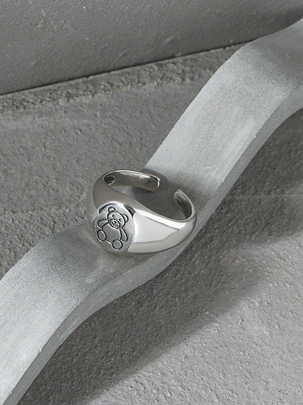 S'STEEL 925 فضة تصميم بسيط الدب الصغير الملمس الدائري هدايا للنساء الزفاف 2021 الاتجاه غرامة مجوهرات اكسسوارات
