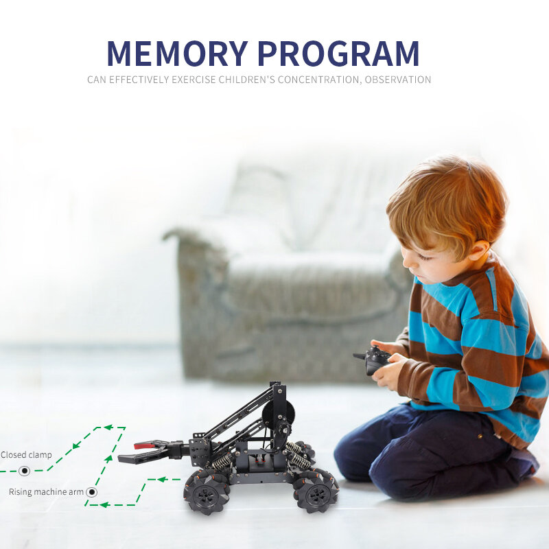 لتقوم بها بنفسك برمجة 4WD RC سيارة سبيكة الميكانيكية المشبك ذراع ميكانيكية انتزاع شيء التعليمية التفاعلية للأطفال لعب هدايا عيد الطفل