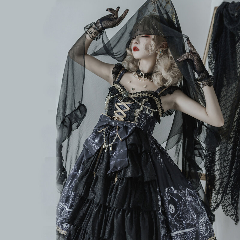 الأصلي خمر تأثيري الملابس رداء لوليتا التنين الساحرة القوطية لوليتا فستان الظلام Jsk الفستان الفيكتوري أنثى Goth Vestido