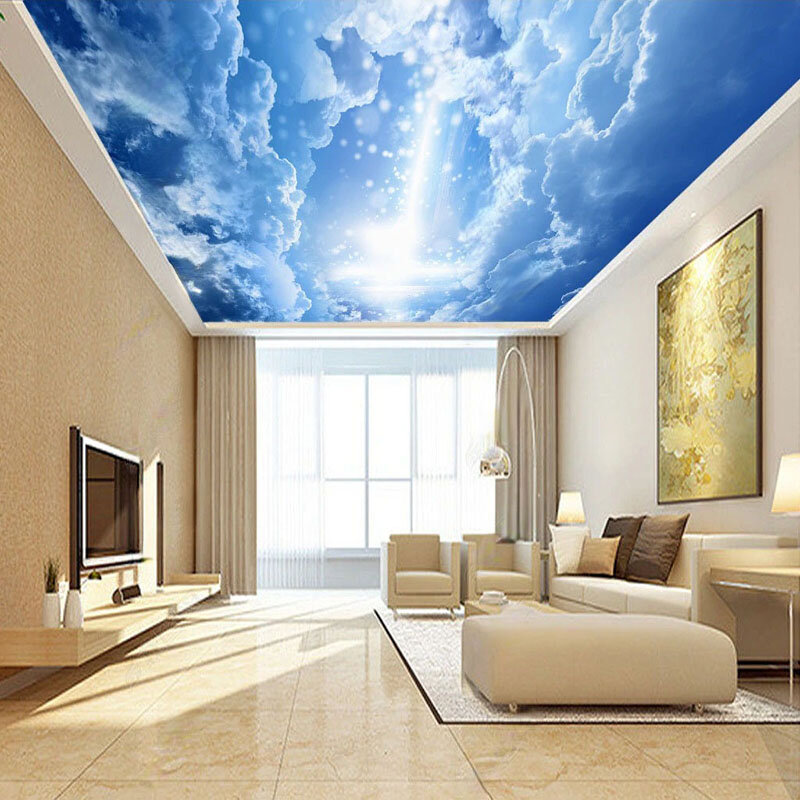 العرف ثلاثية الأبعاد خلفية الخيال السماء الزرقاء Clouds البيضاء زينيث السقف جدارية حائط الخلفية اللوحة غرفة المعيشة غرفة نوم لوحات جدارية #3