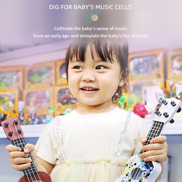 لعبة للأطفال آلة موسيقية محاكاة القيثارة الغيتار مصغرة أربعة سلسلة التنوير للعب التعليم المبكر دمية موسيقية #5
