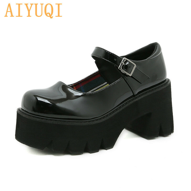 AIYUQI ماري جين أحذية النساء منصة 2021 الصيف جديد براءات الاختراع والجلود عالية الكعب الإناث طالب الأحذية اليابانية فتاة أحذية أنيقة
