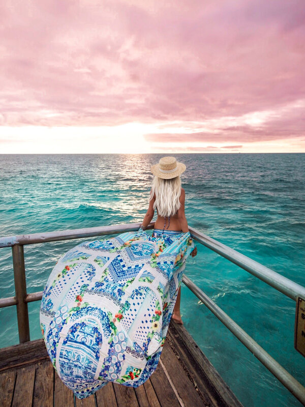 2021 البوهيمي بيكيني مطبوع أغطية أنيقة الذاتي مربوط كيمونو فستان تونك المرأة حجم كبير ملابس الشاطئ لباس سباحة التستر