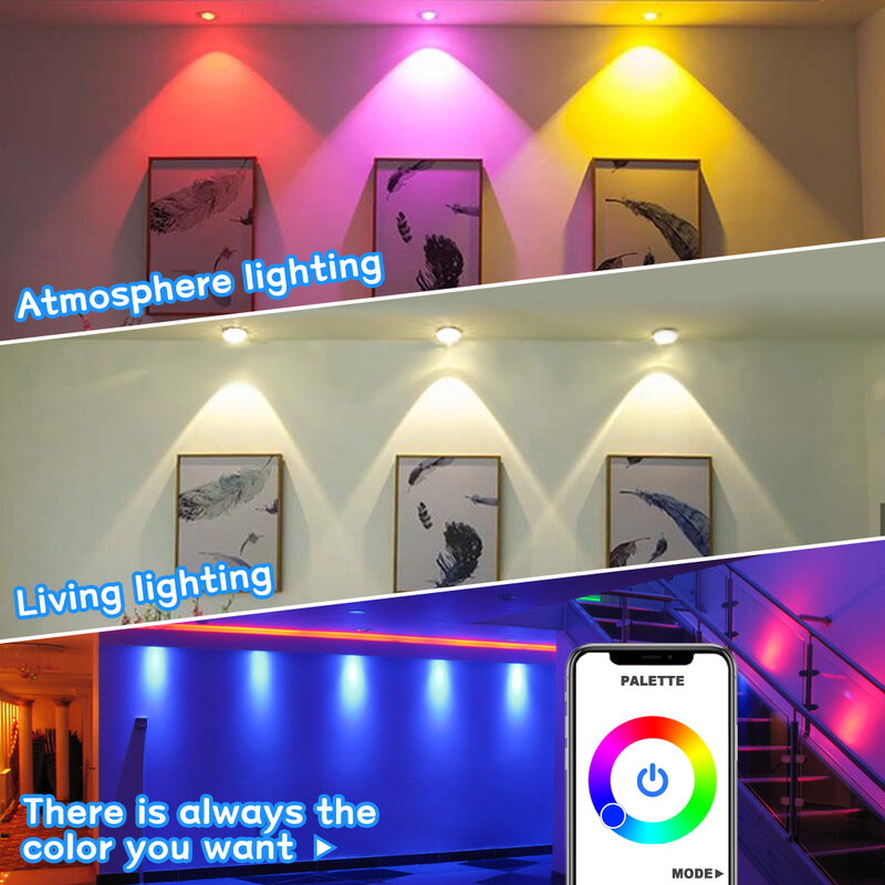 جديد LED النازل بلوتوث 7 واط بقعة LED المنزل الذكي RGB تغيير لمبة ضوء السقف 110 فولت 220 فولت الأضواء مصباح APP التحكم عن بعد