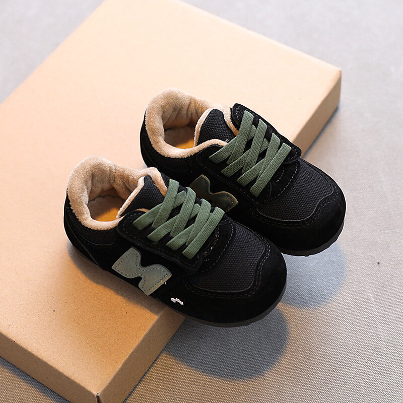 شتاء جديد النسخة الكورية من القطن حذاء للأطفال طفل دافئ أحذية رياضية لينة وحيد حذاء كاجوال للجنسين حذاء رياضة أطفال أحذية رياضية