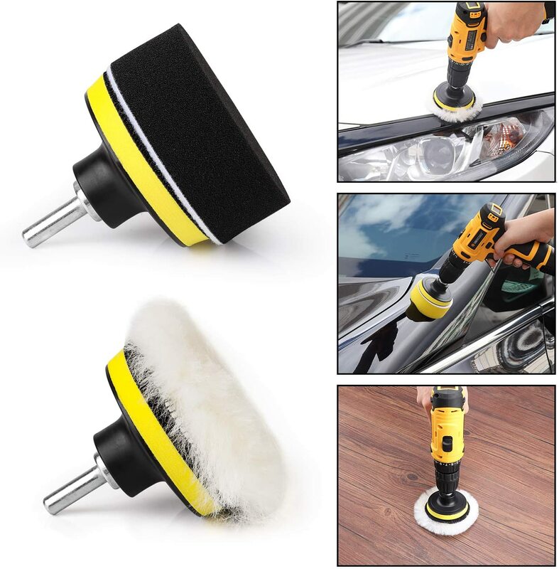 New 11Pcs/Set Car Polishing Disc Self-Adhesive Buffing Waxing Sponge Wool Wheel Polishing Pad for Car Polisher Drill Adapter