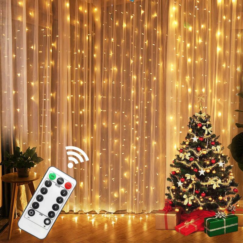 مصباح ليد الستار عيد الميلاد الديكور التحكم عن بعد USB الطوق الستار 3M مصباح عطلة لغرفة النوم لمبة اكليل مصباح ليد