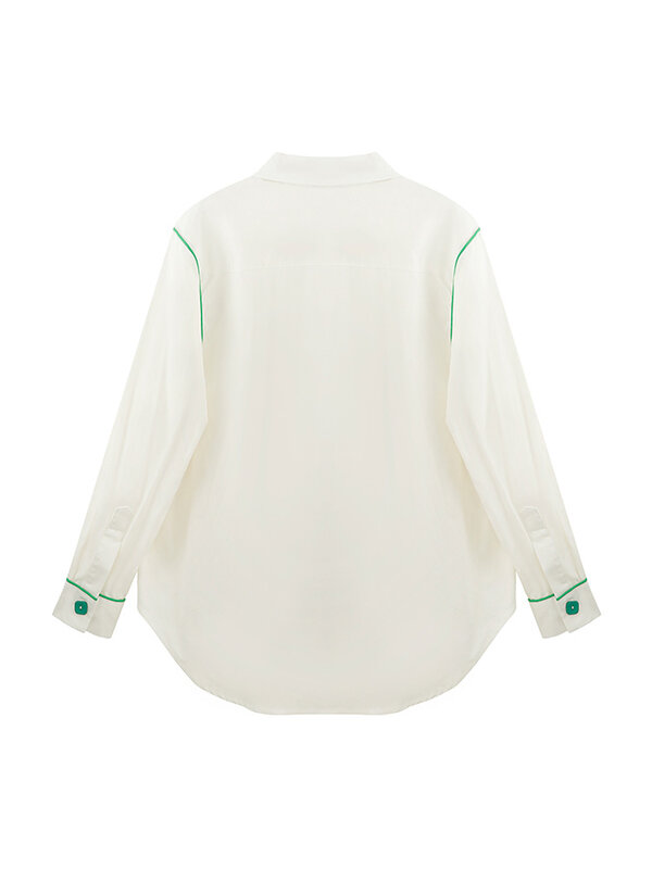 بلوزات نسائية بلوزات فضفاضة بأكمام طويلة بيضاء مناسبة لربيع وخريف 2021 قمصان كورية عصرية بطية صدر السترة بلوزات أنيقة بسيطة
