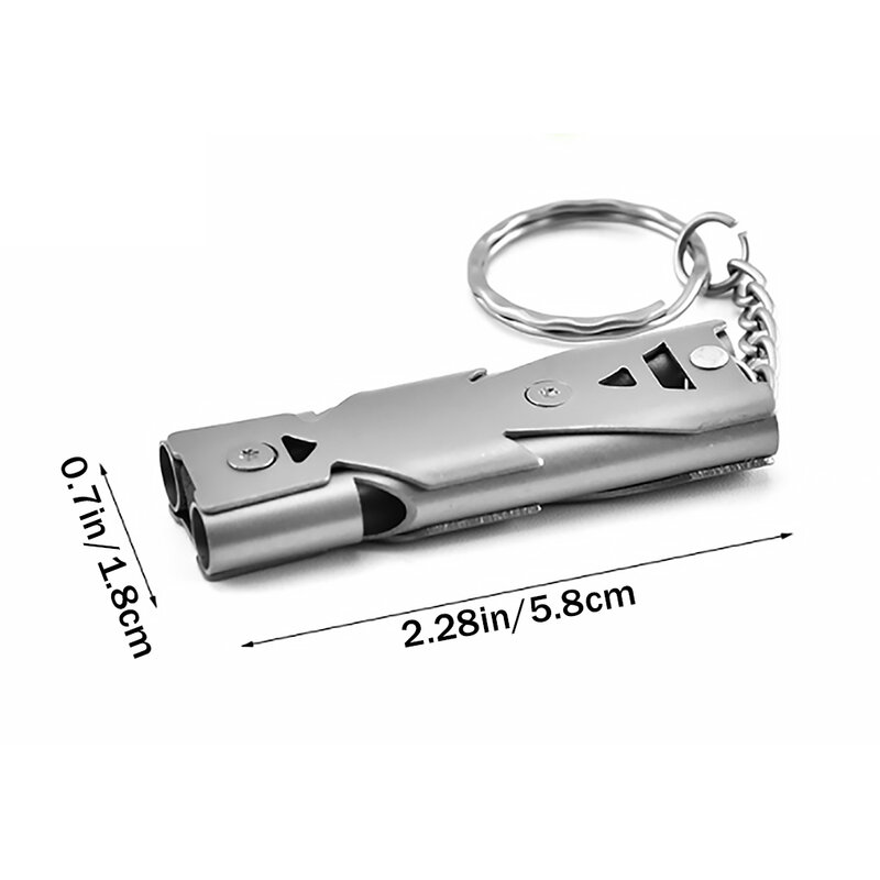 1pcs Outdoors High Decibel Portable Keychain Whistle Stainless Steel Double Pipe Emergency Survival Whistle Multifunction Tools