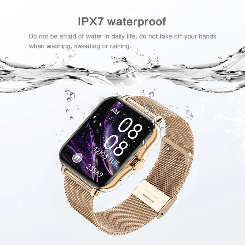 LISCN بلوتوث دعوة ساعة ذكية الرجال النساء Smartwatch ECG جهاز تعقب للياقة البدنية مقاوم للماء 1.69 بوصة تعمل باللمس ل iOS أندرويد + صندوق