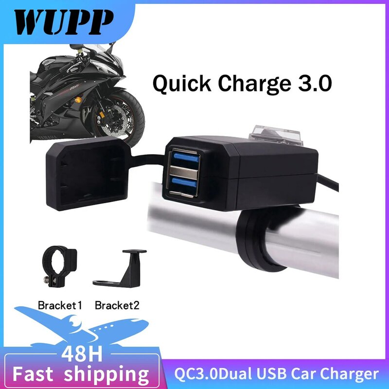 WUPP دراجة نارية عالمية QC3.0 USB شاحن مقاوم للماء المزدوج USB استبدال سريع 12 فولت محول الطاقة آيفون سامسونج هواوي