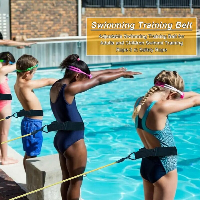 قابل للتعديل السباحة مقاومة تدريب حزام السباحة بنجي المتمرن للكبار الاطفال المقود جيب شبكي سلامة السباحة المدرب أداة