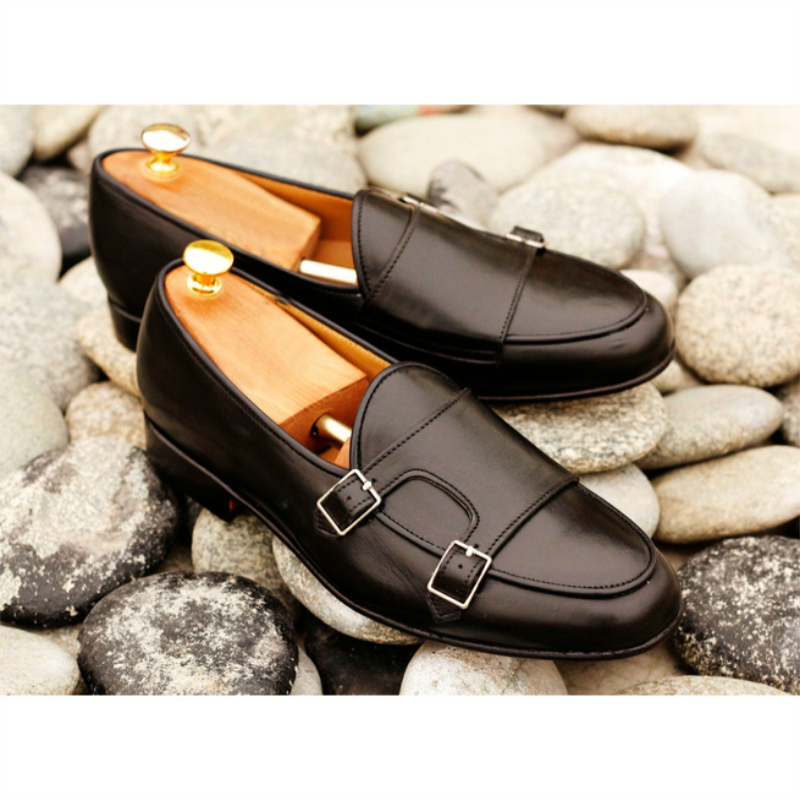 الرجال بولي Classic الموضة الكلاسيكية اليومية الأعمال عادية الأسود جولة تو مزدوجة مشبك الراهب أحذية منخفضة الكعب حذاء مريح XM125
