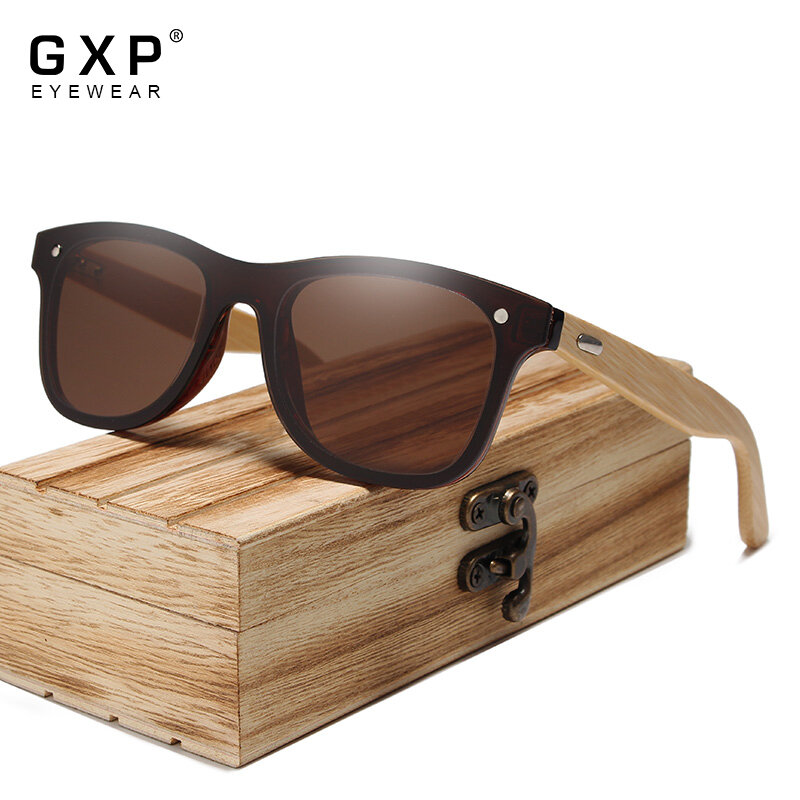 GXP 2021 موضة بدون شفة الطبيعية الخيزران النظارات الشمسية مرآة النظارات المستقطبة UV400 HD عدسة الرجال النساء القيادة نظارات شمسية