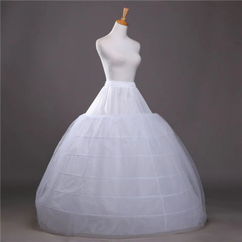 الكرة ثوب تنورات لفساتين الزفاف مطاطا 6 الأطواق واحد طبقات فستان ثوب نسائي كرينولين اكسسوارات الزفاف