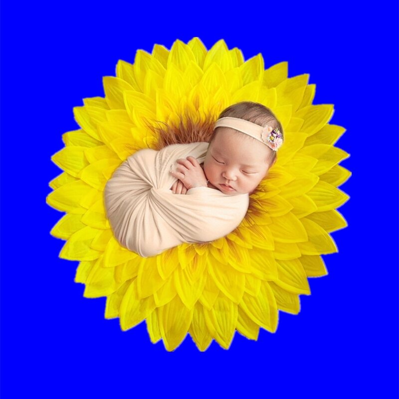 طفل عباد الشمس على شكل Posing بطانية الوليد الكبير البتلة التصوير الدعائم الرضع صور اطلاق النار الملحقات